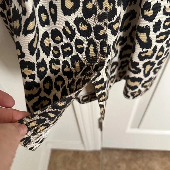 Vintage 90s Rampage Leopard Print Denim Mini Dress - Made in USA - Size S - Picture 8 of 11